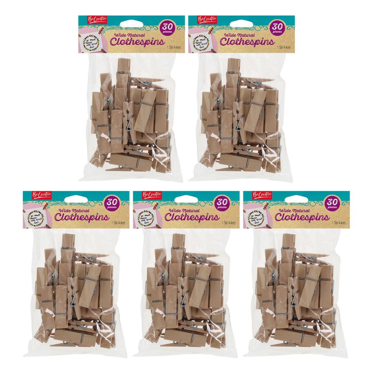 Leisure Arts Bundle Wood Clothespins 1.75" Natural, 5Pk Of 10Pc - Perfect For Diy, Crafting, And Photos, Small Clothes Pins & Small Clothespins For Photos, Home Decor & More
